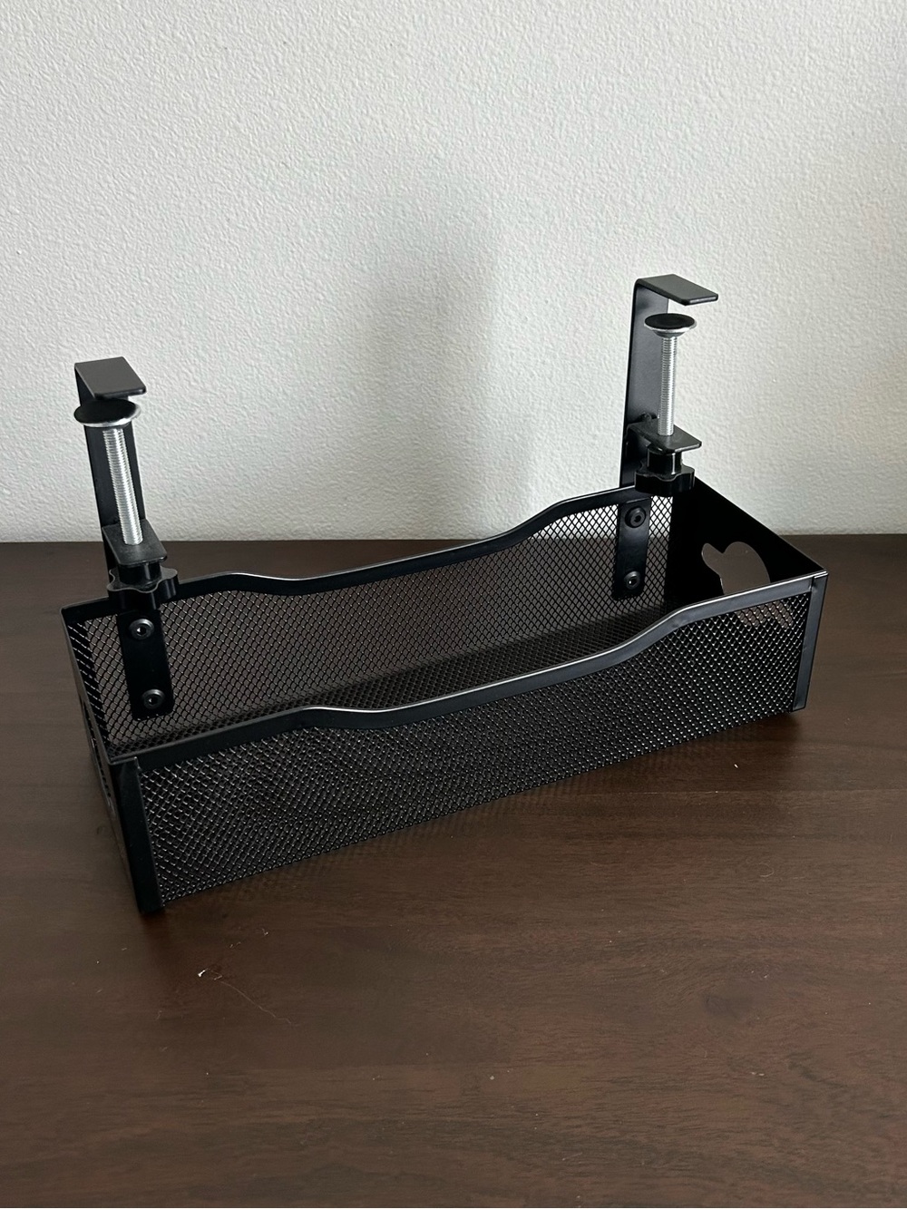 Black Mesh Under-Desk Cable Management Tray